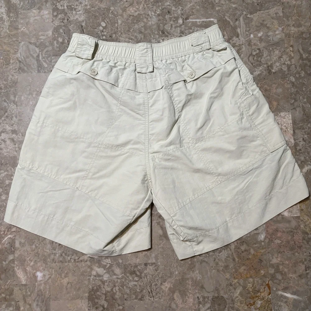 AFTCO Fishing Shorts Mens 30 Tan Elastic Waist Cargo UPF Nylon Performance